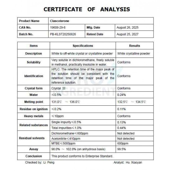 CB-03-01 Powder Clascoterone High Quality Hair Loss Preventer CAS 19608-29-8