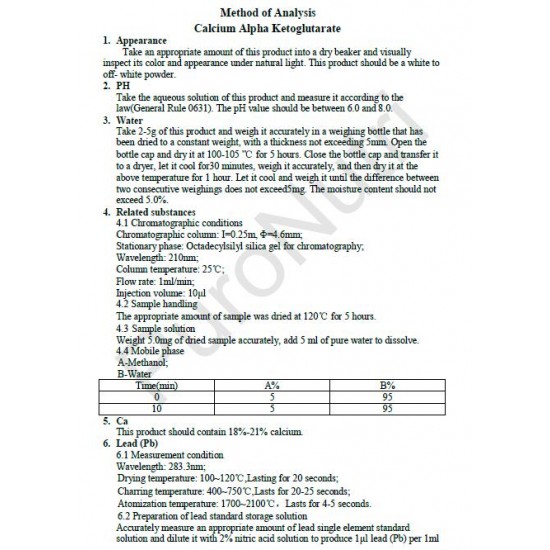 Factory Supply Ultra Pure Ca-AKG Supplement Calcium Alpha-Ketoglutarate Powder CAS 71686-01-6