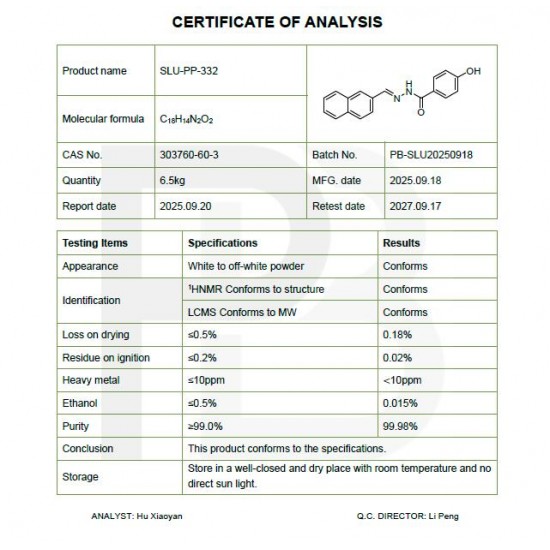 SLU-PP-332 Powder 3RD Party Tested CAS 303760-60-3 for Regulating Metabolism Weight Loss