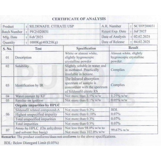 Pharmaceutica sildenafil citrate powder USP pharma grade viagra wholesaler and supplier 