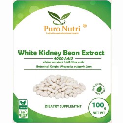White Kidney Bean Extract Powder Phaseolus Vulgaris Standardized 4000 AAIU alpha-amylase inhibiting units Natural Dietary Weight Loss Supplement